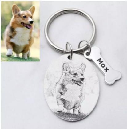 Perekonna mälestuseks mõeldud kutsikasildi fotoga võtmehoidja paarile fotoga titaanterasest isetehtud kaelakee ripats eritellimusel valmistatud