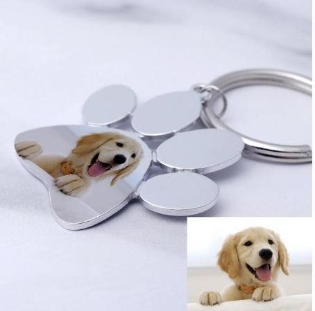 Perekonna mälestuseks mõeldud kutsikasildi fotoga võtmehoidja paarile fotoga titaanterasest isetehtud kaelakee ripats eritellimusel valmistatud