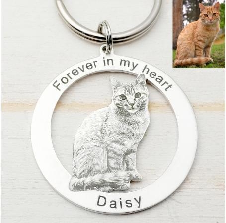 Perekonna mälestuseks mõeldud kutsikasildi fotoga võtmehoidja paarile fotoga titaanterasest isetehtud kaelakee ripats eritellimusel valmistatud