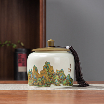 Keraminės arbatos skardinės, „Thousand Miles Mountain“ arbatos dovanų dėžutės, keraminės skardinės, tuščios dovanų dėžutės, „Wuyi Rock“ arbata, ulong arbatos dovanos