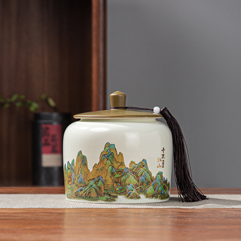 Keraminės arbatos skardinės, „Thousand Miles Mountain“ arbatos dovanų dėžutės, keraminės skardinės, tuščios dovanų dėžutės, „Wuyi Rock“ arbata, ulong arbatos dovanos