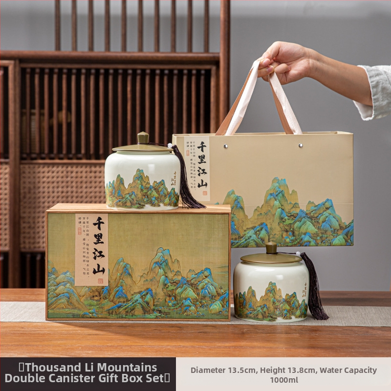 Keraminės arbatos skardinės, „Thousand Miles Mountain“ arbatos dovanų dėžutės, keraminės skardinės, tuščios dovanų dėžutės, „Wuyi Rock“ arbata, ulong arbatos dovanos