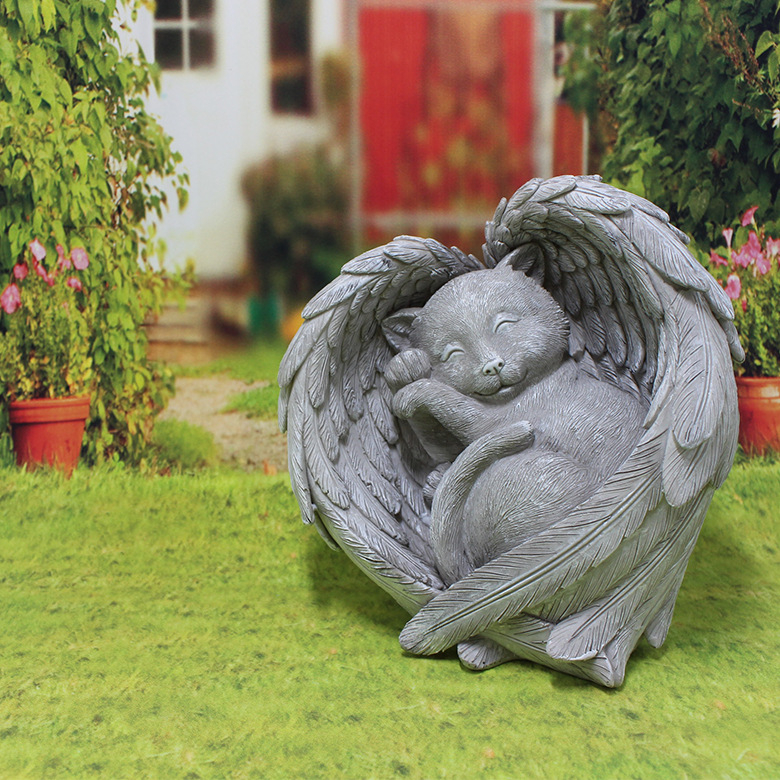 Tarpvalstybiniai nauji angelo katės papuošalai, derva, naminių gyvūnėlių katės šuns antkapis, memorialinis akmuo, sodo gyvūnų statula, papuošalai, didmeninė prekyba