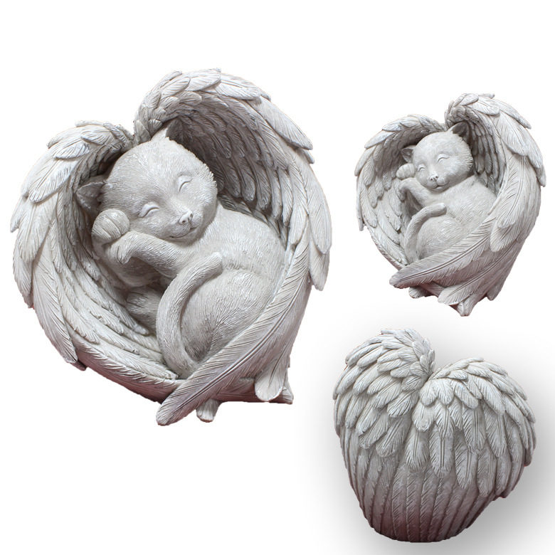 Tarpvalstybiniai nauji angelo katės papuošalai, derva, naminių gyvūnėlių katės šuns antkapis, memorialinis akmuo, sodo gyvūnų statula, papuošalai, didmeninė prekyba