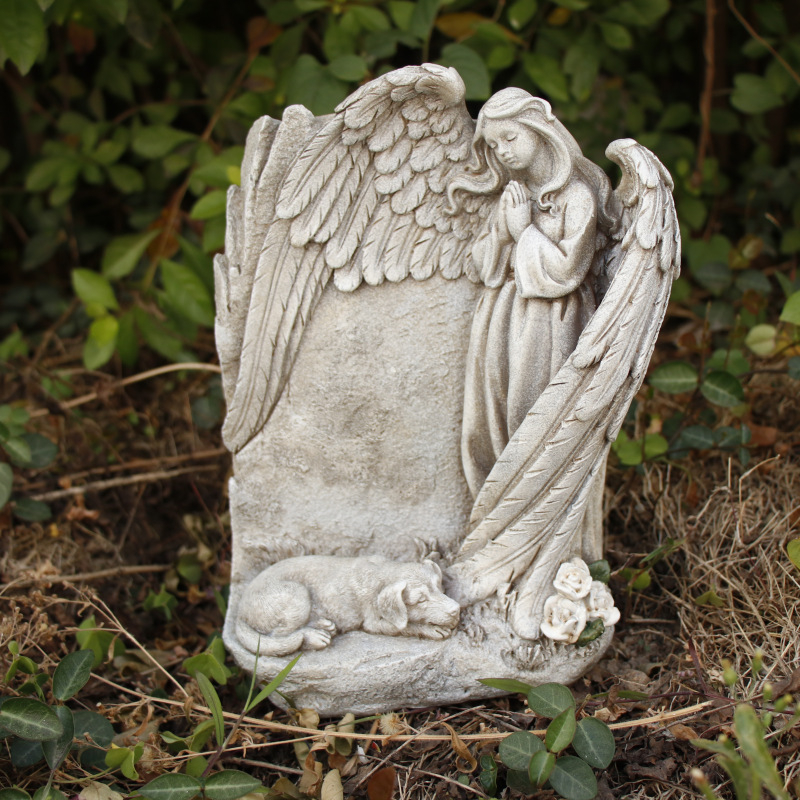 Amazonės angelo maldos šuns atminimo akmuo kūrybingas lauko sodo sodo dervos dekoravimas naminio šuns antkapis