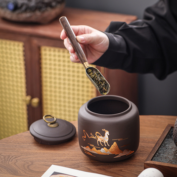 Uus lilla liivaga keraamiline teekann musta tee Pu`er oolong tee kinkekarbis Tee hoiustuspurgi maht York hulgimüük