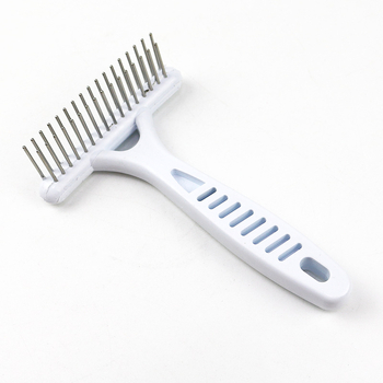 На склад на едро бял пластмасов гребен за домашни любимци с двоен ред гребен за кучета, гребен за кучета, гребен за котки с игла, гребен за обезкосмяване