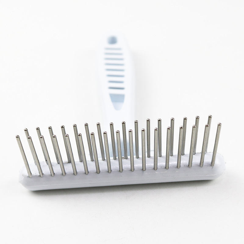 На склад на едро бял пластмасов гребен за домашни любимци с двоен ред гребен за кучета, гребен за кучета, гребен за котки с игла, гребен за обезкосмяване