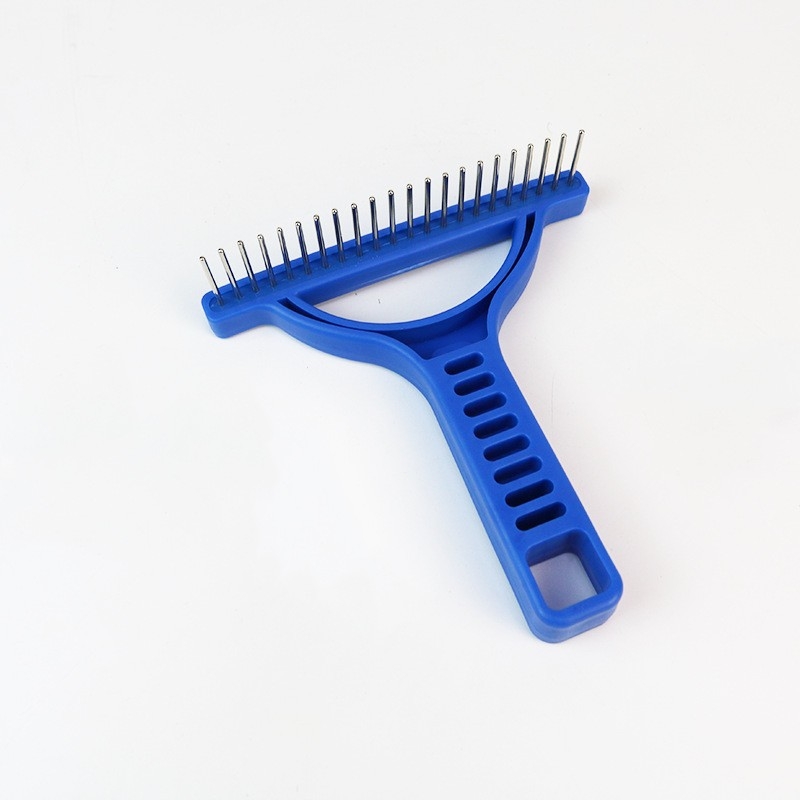 На склад на едро бял пластмасов гребен за домашни любимци с двоен ред гребен за кучета, гребен за кучета, гребен за котки с игла, гребен за обезкосмяване