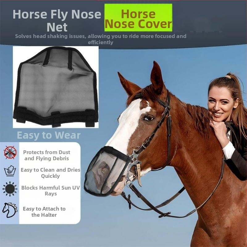 Mască de protecție împotriva muștelor de cai Amazon Crossborder Explosions, respirabilă, cu plasă, protecție UV, detașabilă, confortabilă, potrivită pentru cai mari