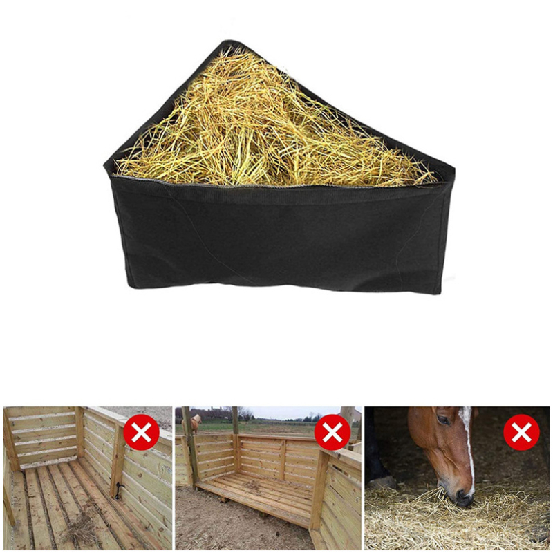 Prekogranična vreća za hranjenje konja s trokutom, prozračna mrežasta vreća za hranjenje sijena za kućicu za konje, ranč, vreća za hranjenje sijena