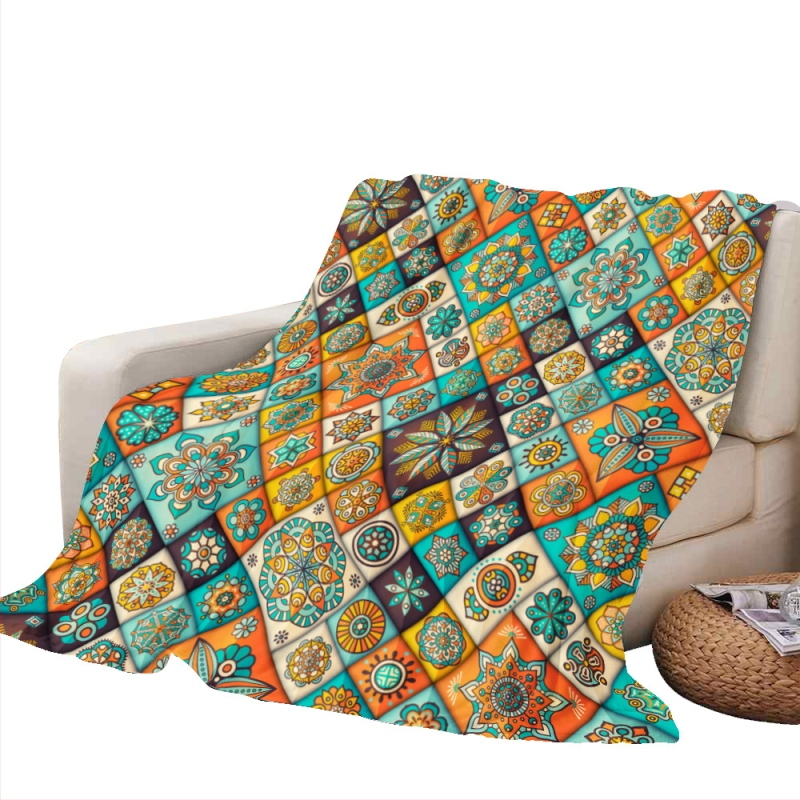 Специално за трансгранично двуслойно дебело одеяло, 3D дигитален печат, одеяло за диван, квадратно одеяло, геометрична серия