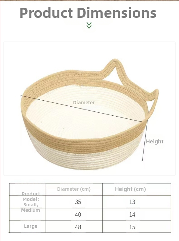 Gnijezdo od pamučnog užeta s lopticom s kožnom etiketom Gnijezdo od pamučnog užeta Mačje gnijezdo Jastuk Prostirka za jastuk