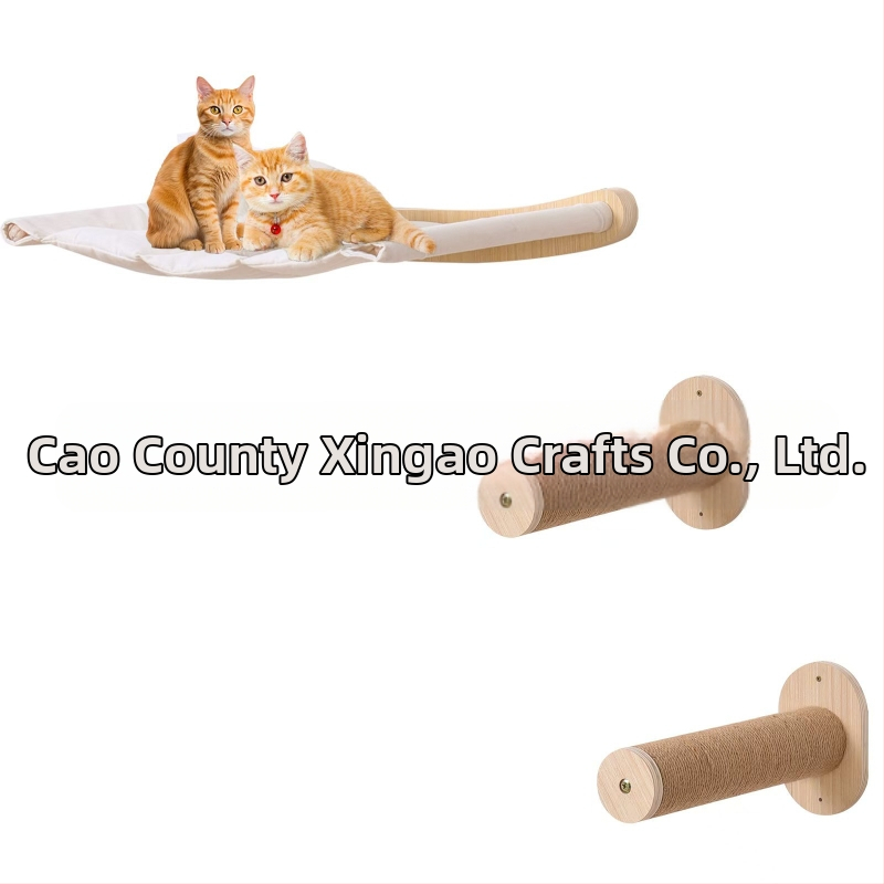 Fa macskamászó állvány, macskamászó létra, falra szerelhető létra, tömörfa, többrétegű szizál kötél, macskafal, függőágy, lépcső, macskajáték