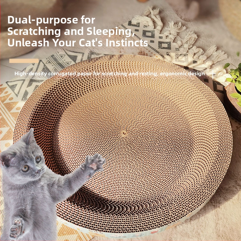 Универсална дъска за драскане за котки за всички сезони, котешко гнездо, изключително голям леген за драскане за котки, кръгла играчка от гофрирана хартия, принадлежности за котки