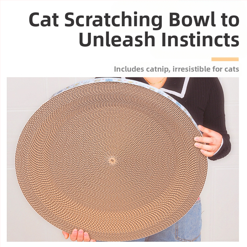 Универсална дъска за драскане за котки за всички сезони, котешко гнездо, изключително голям леген за драскане за котки, кръгла играчка от гофрирана хартия, принадлежности за котки