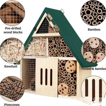 Трансгранично дървено гнездо за насекоми, градинско гнездо за насекоми, малка висяща къщичка за мед, хотел за насекоми, къщичка за пеперуди, гнездо за птици