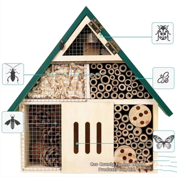 Трансгранично дървено гнездо за насекоми, градинско гнездо за насекоми, малка висяща къщичка за мед, хотел за насекоми, къщичка за пеперуди, гнездо за птици