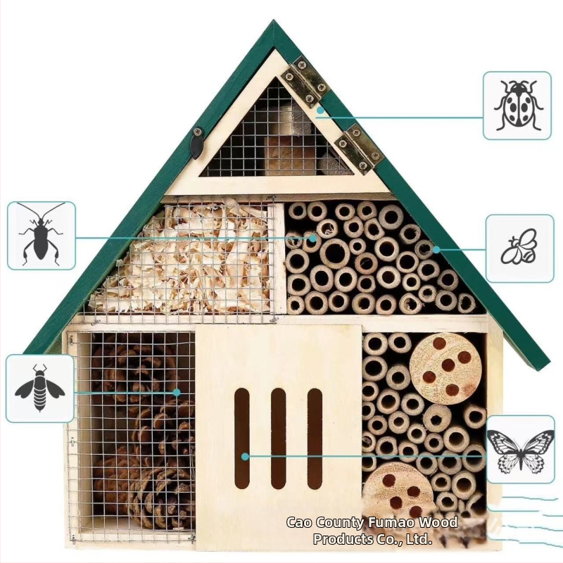 Трансгранично дървено гнездо за насекоми, градинско гнездо за насекоми, малка висяща къщичка за мед, хотел за насекоми, къщичка за пеперуди, гнездо за птици
