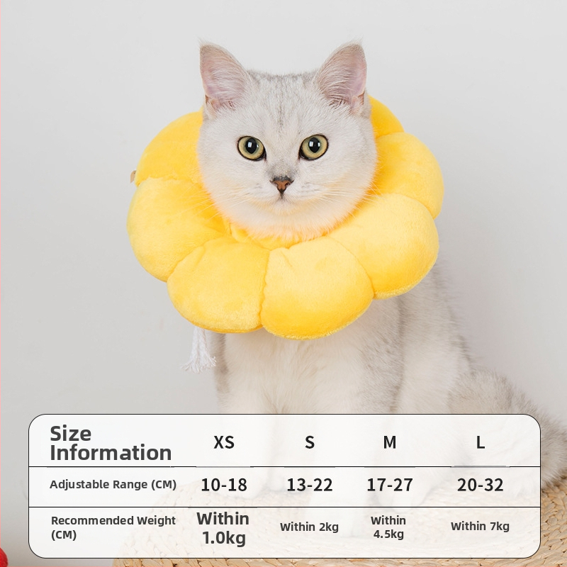 Novi prsten Suncokret Elizabeth Mekani slatki pamučni pokrivalo za glavu za pse Mačka Elizabeth Prsten Ogrlica za mačke protiv lizanja