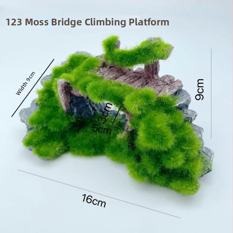 Akvariumo kraštovaizdžio flocking House dekoratyviniai dervos dirbiniai Paviljono kraštovaizdžio namas antikvarinis alpinariumas arkinis tiltas