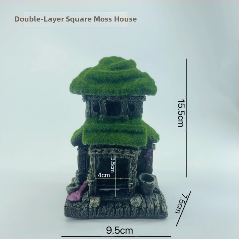 Akvariumo kraštovaizdžio flocking House dekoratyviniai dervos dirbiniai Paviljono kraštovaizdžio namas antikvarinis alpinariumas arkinis tiltas