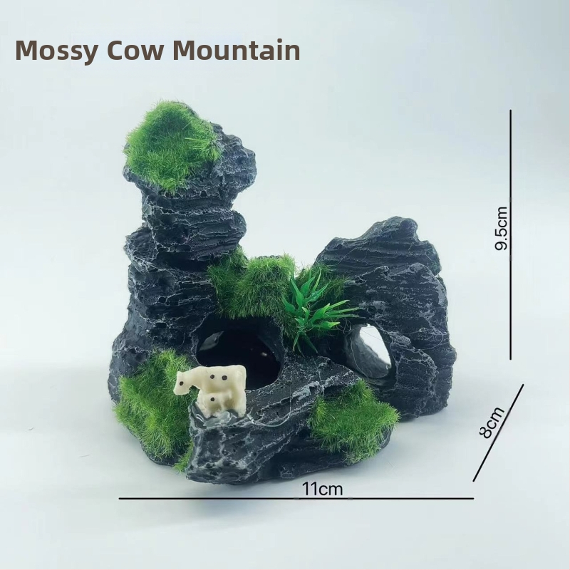 Akvariumo kraštovaizdžio flocking House dekoratyviniai dervos dirbiniai Paviljono kraštovaizdžio namas antikvarinis alpinariumas arkinis tiltas