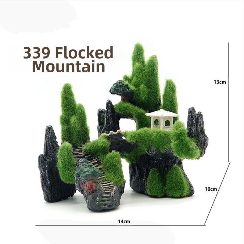 Akvariumo kraštovaizdžio flocking House dekoratyviniai dervos dirbiniai Paviljono kraštovaizdžio namas antikvarinis alpinariumas arkinis tiltas