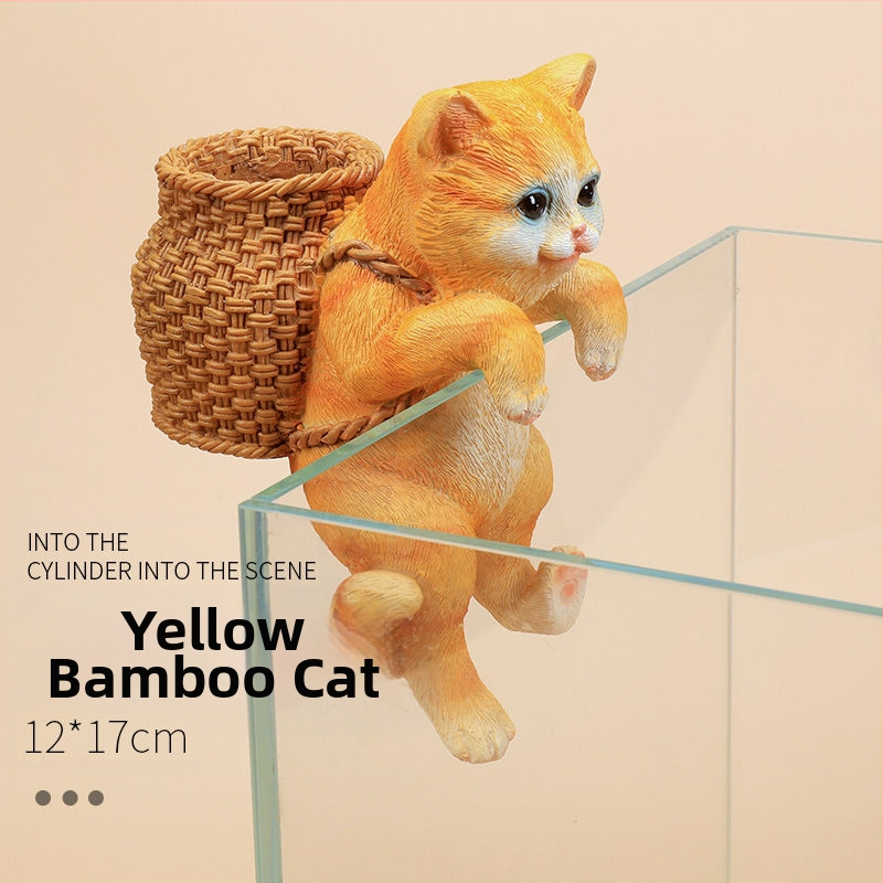 Akvariumo peizažas, katės kuprinė, akvariumo šoniniai pakabinami papuošalai, akvariumo stalas