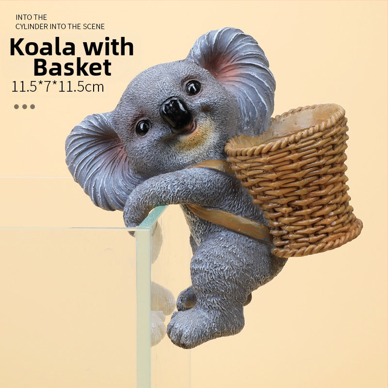 Akvariumo peizažas, katės kuprinė, akvariumo šoniniai pakabinami papuošalai, akvariumo stalas