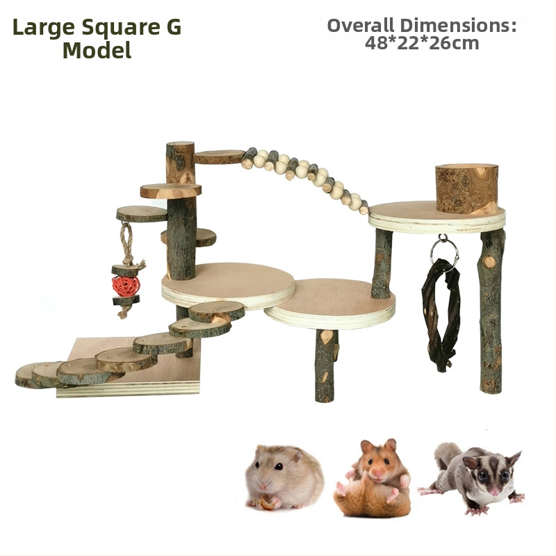 Pārrobežu Amazones kāmja rotaļlieta Ābolu koka kāpšanas kāpnes Kāmja būris Ainava Koka platforma Bēgšanas molārā rotaļlieta