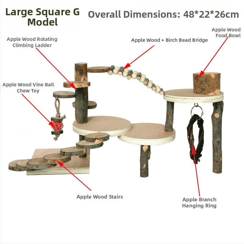 Трансгранична играчка за хамстер Amazon, стълба за катерене от ябълка, дървена платформа, клетка за хамстер, пейзаж, играчка за бягство от кътници