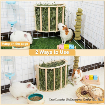 Ξύλινη ταΐστρα σανού για κουνέλια, κρεμαστή σανό, κασμιρένιο αρουραίο, κουνάβι, κουνέλι, ινδικό χοιρίδιο, ταΐστρα χόρτου