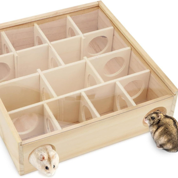 Дървен лабиринт за хамстери от Amazon, масивно дърво, гнездо за хамстери, играчки за вила, акрилно стъкло, многорешетъчно гнездо за хамстери