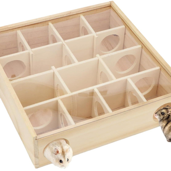 Дървен лабиринт за хамстери от Amazon, масивно дърво, гнездо за хамстери, играчки за вила, акрилно стъкло, многорешетъчно гнездо за хамстери