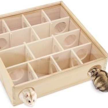 Дървен лабиринт за хамстери от Amazon, масивно дърво, гнездо за хамстери, играчки за вила, акрилно стъкло, многорешетъчно гнездо за хамстери