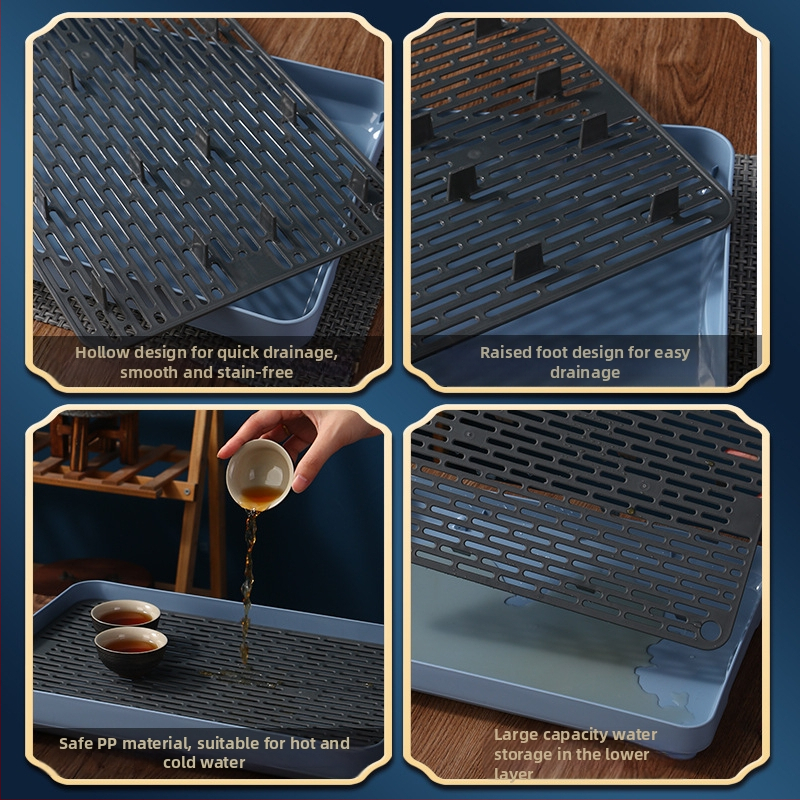 Пътна поднос за чай Кутия за съхранение на поднос за чай в кола, малка поднос за чай, пластмасова поднос за чай, преносима поднос за чай, малка поднос за чай, за един човек