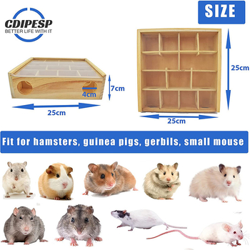 „Amazon“ medinis žiurkėno labirintas, medžio masyvo žiurkėno lizdas, vilos žaislų reikmenys, akrilinis stiklas, daugiasluoksnis žiurkėno lizdas