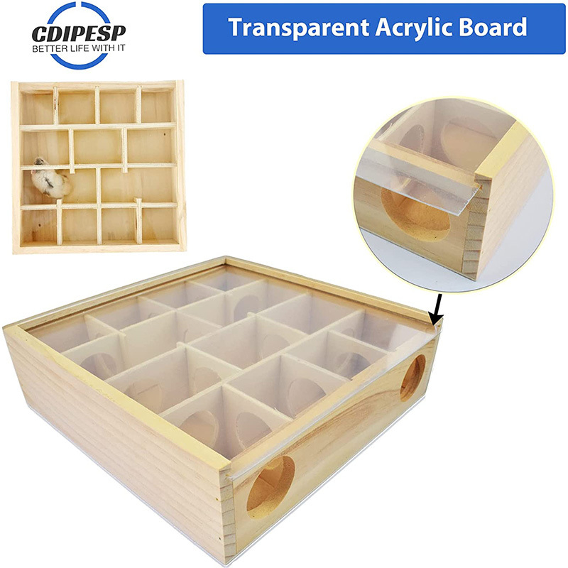 „Amazon“ medinis žiurkėno labirintas, medžio masyvo žiurkėno lizdas, vilos žaislų reikmenys, akrilinis stiklas, daugiasluoksnis žiurkėno lizdas