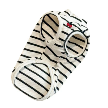 Ρούχα για κουτάβια Καλοκαιρινά Αρκουδάκια Maltis Schanery Αμάνικο Γιλέκο με Κεράσι και Ριγέ