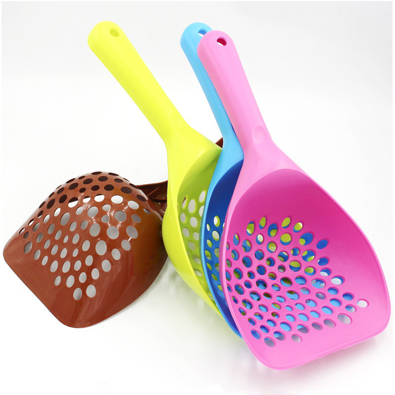 Naminių gyvūnėlių reikmenys, didmeninė prekyba kačių kraiko kastuvais, didelis storas plastikinis kačių išmatų kastuvas, kačių tualeto kačių kraiko dėžė, nesandarūs kastuvai