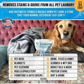 Naminių gyvūnėlių skalbinių ploviklis – kvapų šalinimas, dėmių šalinimas, gilus nešvarumų ir dėmių valymas