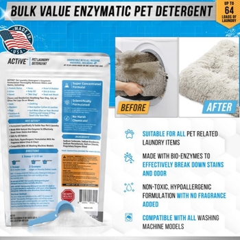 Naminių gyvūnėlių skalbinių ploviklis – kvapų šalinimas, dėmių šalinimas, gilus nešvarumų ir dėmių valymas