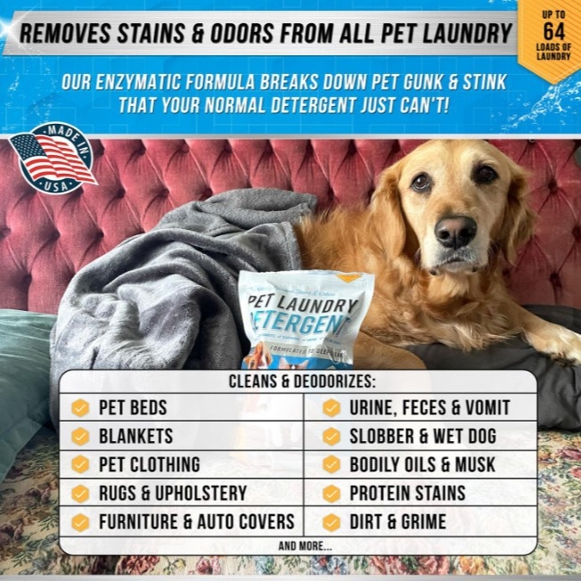 Naminių gyvūnėlių skalbinių ploviklis – kvapų šalinimas, dėmių šalinimas, gilus nešvarumų ir dėmių valymas