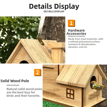 Ξύλινη φωλιά πουλιών για διασυνοριακή χρήση, παπαγάλος, μικρό σπίτι, ποιμενική, φιλική προς το περιβάλλον, εξωτερική φωλιά, κλουβί, σπίτι πουλιών, κλουβί πουλιών, σπίτι πουλιών