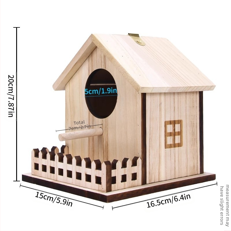 Prekogranično drveno ptičje gnijezdo zadebljana kućica za papige Pastoralna ekološki prihvatljiva vanjska kućica kavez za gnijezdo kućica za ptice kavez za ptice kućica za ptice