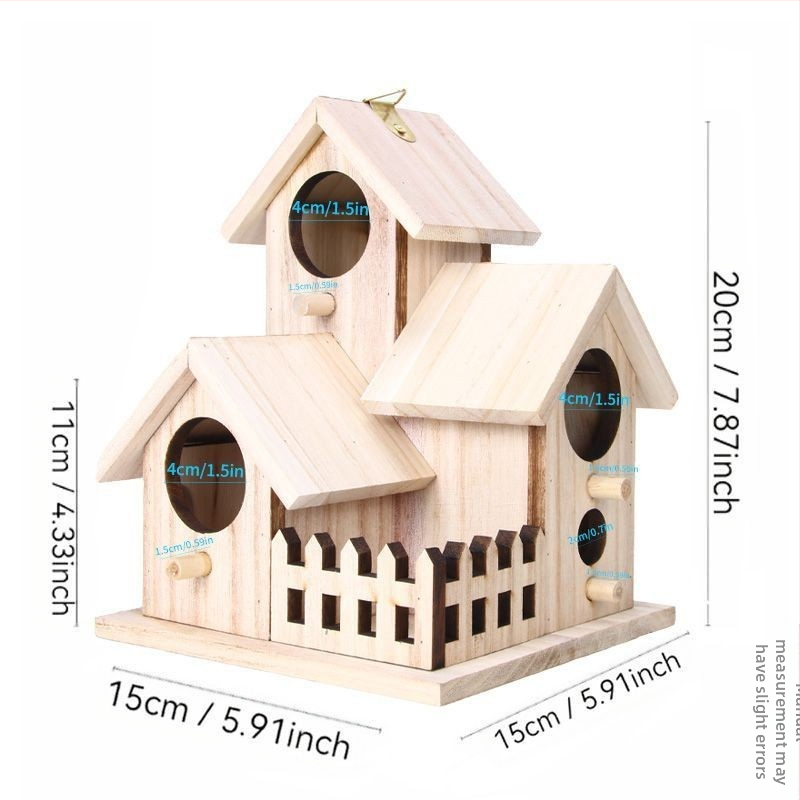 Prekogranično drveno ptičje gnijezdo zadebljana kućica za papige Pastoralna ekološki prihvatljiva vanjska kućica kavez za gnijezdo kućica za ptice kavez za ptice kućica za ptice