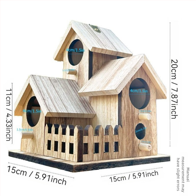 Prekogranično drveno ptičje gnijezdo zadebljana kućica za papige Pastoralna ekološki prihvatljiva vanjska kućica kavez za gnijezdo kućica za ptice kavez za ptice kućica za ptice