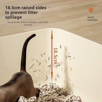 Άμμος για γάτες, μεγάλο, ημικλειστό, αντιολισθητικό, αντιπιτσιλιστικό, τουαλέτα για γάτες με ενσωματωμένο φτυάρι φίλτρου, Lazy Cat Box