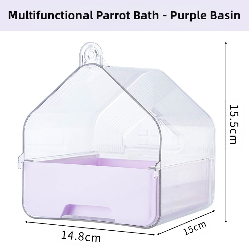 Baie externă pentru păsări, lavoar pentru papagal, cutie de baie transparentă, sertar multifuncțional pentru păsări, tip duș, cadă de duș